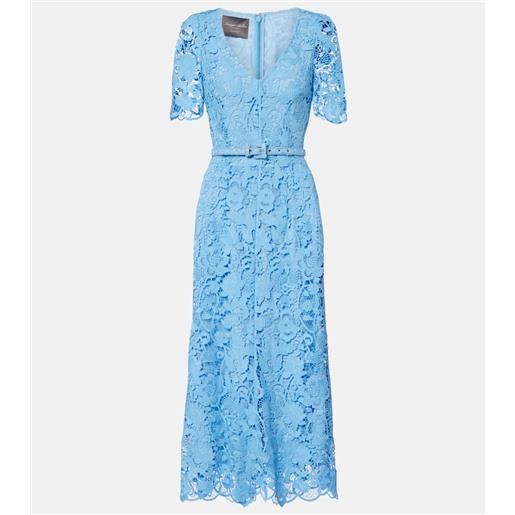 Monique Lhuillier abito midi in pizzo con cintura