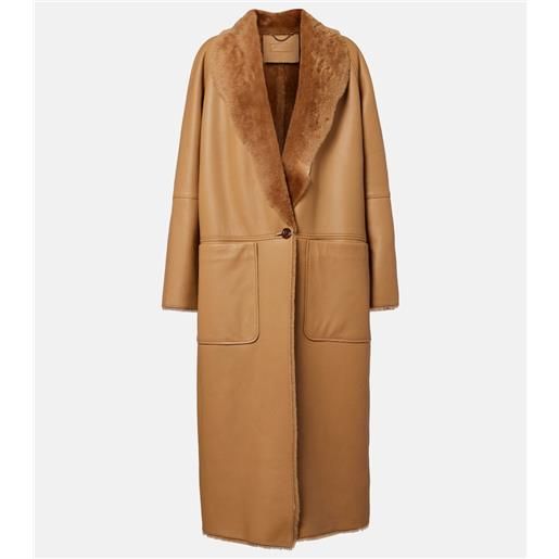Dorothee Schumacher cappotto soft touch in pelle con shearling
