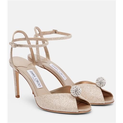 Allegra K Sandali Donna Con Tacco Grosso Glitter E Cinturino Alla Caviglia - Oro, Punta Quadrata, Altezza Tacco 8 Cm, Taglia 39.5 EU