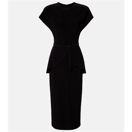 Norma Kamali abito midi con peplum e cintura