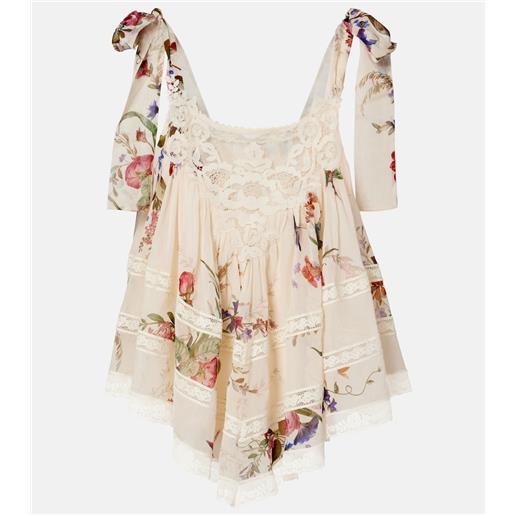 Zimmermann top patience in cotone e seta con stampa floreale