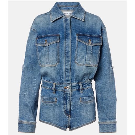 Self-Portrait jumpsuit corta di jeans