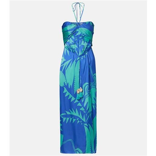 Poupette St Barth abito midi collina senza spalline con stampa