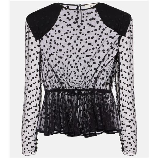 Chloe chloã© top in tulle di misto cotone a pois