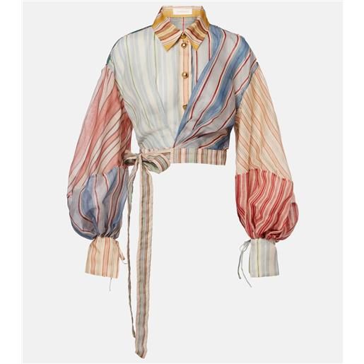 Zimmermann blusa rebellion in lino e seta a righe