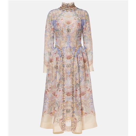 Zimmermann abito midi rebellion in lino e seta