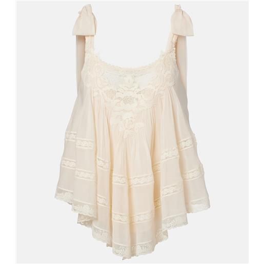 Zimmermann top awaken in cotone e seta con pizzo