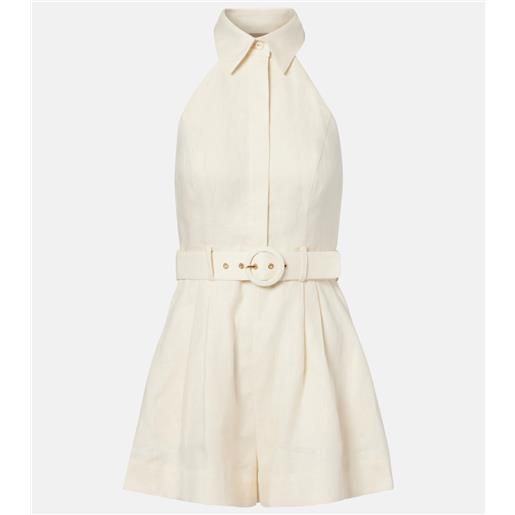 Zimmermann tutina awaken in lino con jumpsuit corta allâamericana