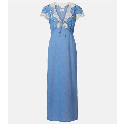 Rixo abito midi amari con pizzo floreale