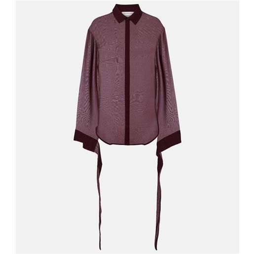Ausla Camicette da Donna in Chiffon Camicette Casual Estive a Maniche Corte con Scollo a V Camicette Svizzere con Pompon a Pois(M-Viola Chiaro