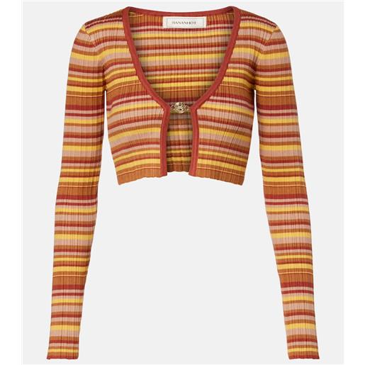 Bananhot cardigan cropped ann a righe in maglia a coste