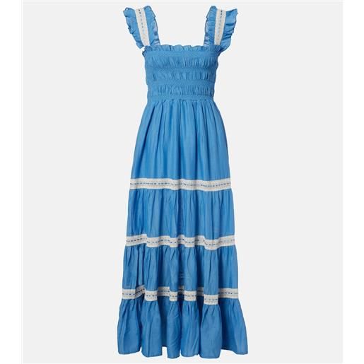 Rixo abito midi aubrie in voile di cotone con pizzo