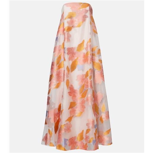 Staud abito lungo allyson in organza con stampa