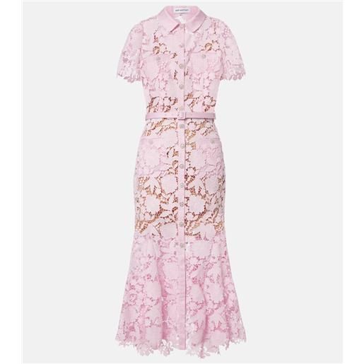 Self-Portrait abito chemisier in pizzo con cintura