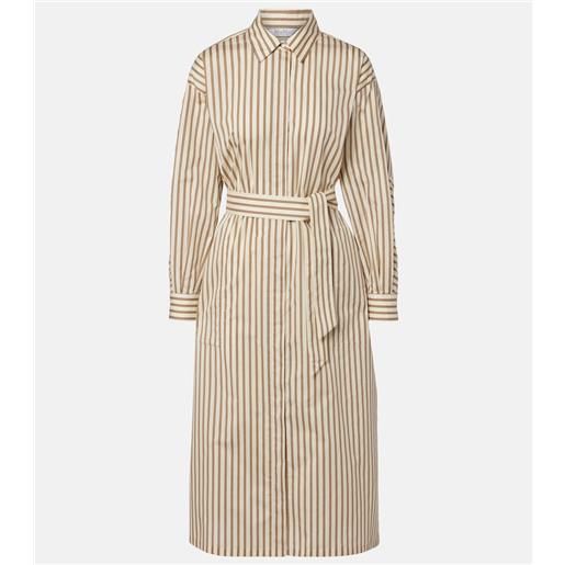 Max Mara abito chemisier lord in cotone e seta a righe con cintura