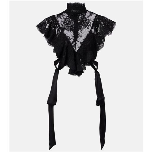 Zimmermann top cropped luna in pizzo con volant