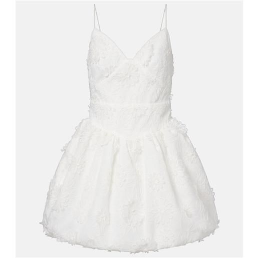 Self-Portrait abito corto in organza con applicazioni floreali