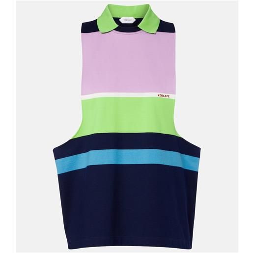 Versace tank top in jersey di cotone a righe