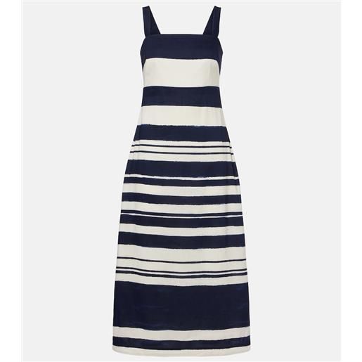 Veronica Beard abito midi ella in misto lino a righe