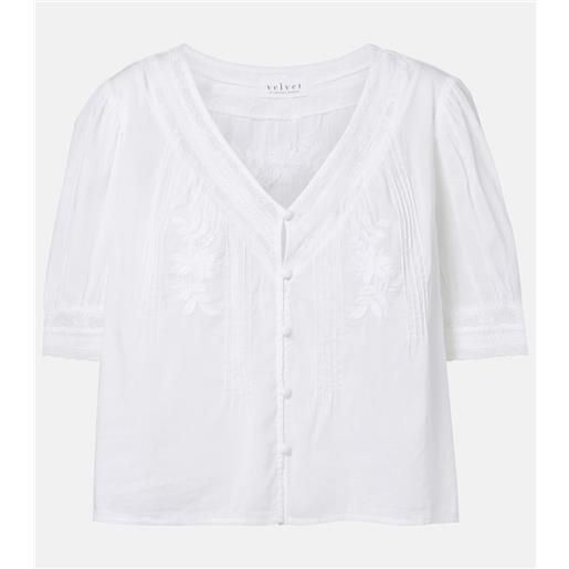 Velvet blusa mavis in cotone con pizzo