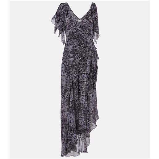 Isabel Marant abito midi tylena in georgette di seta