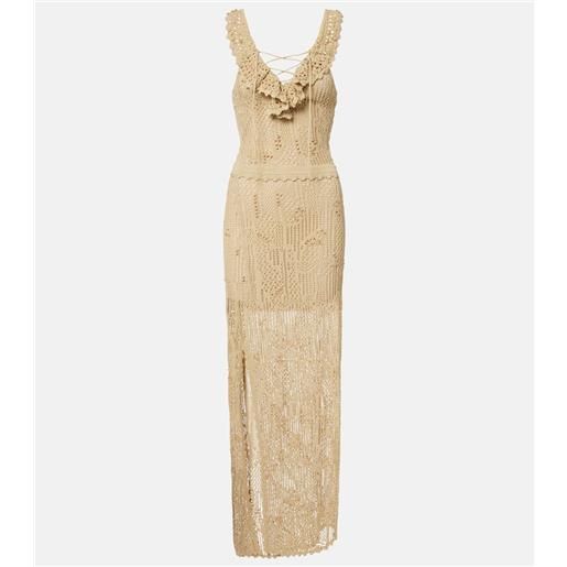 Isabel Marant abito lungo ornella in crochet con perline