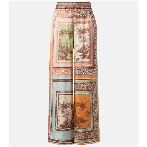 Alemais alã©mais pantaloni a palazzo alberta in raso di seta