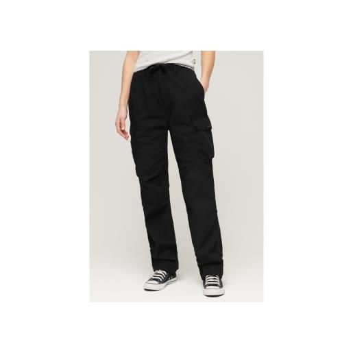 Superdry per donna. W7011070a pantaloni cargo para neri a vita bassa [3116120], nero, casual, cotone