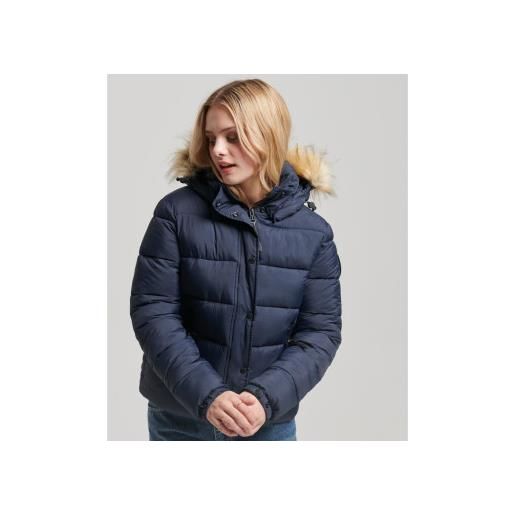 Superdry per donna. W5011569a giacca imbottita corta blu scuro [3133290], casual, poliestere, sostenibile, navy
