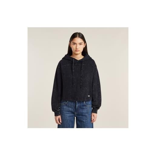 G-Star per donna. D24402-d249-b564 felpa con cappuccio larga nera tinta in capo [3156904], nero, casual, cotone biologico, sostenibile