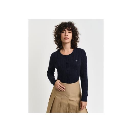 Gant per donna. 4800103 cardigan in maglia a trecce di cotone elasticizzato blu scuro [3169937], casual, manica lunga, navy