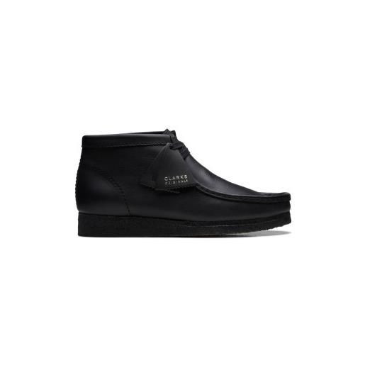 Clarks per uomo. 26155512 stivaletti wallabee in pelle nera [3294885], nero, basso, stringhe, casual