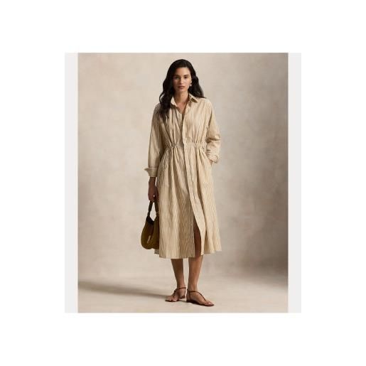 Polo Ralph Lauren per donna. 211a96364002 abito camicia beige in cotone e lino [3304917], casual, manica lunga
