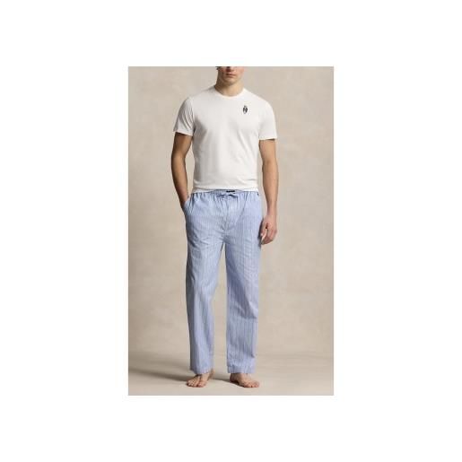 Polo Ralph Lauren per uomo. 714931645009 pigiama in cotone con stampa polo bear bianca e blu [3305161], bianco, homewear, manica corta