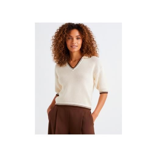Marella per donna. 2613361044200 polo mlslembi bianco sporco [3310189], casual, cotone, manica corta