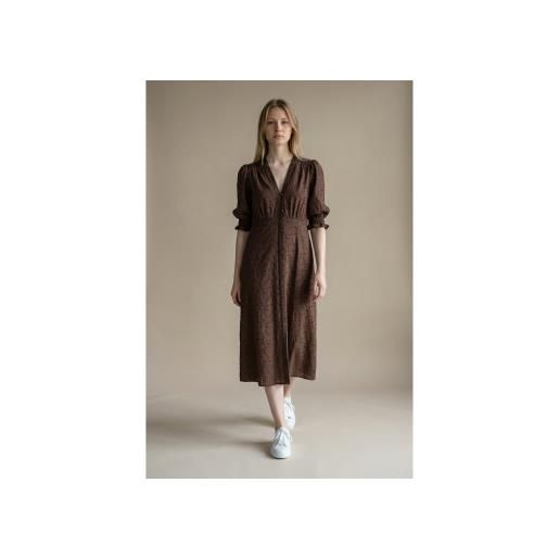 Twinset per donna. 261tf2111 abito ricamato marrone [3309622], casual, cotone, manica corta