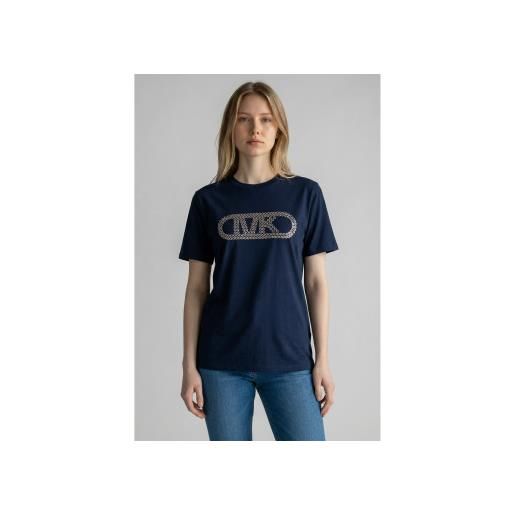 Michael Kors per donna. Ms651sc97j t-shirt con logo borchiato blu [3310876], casual, cotone, manica corta