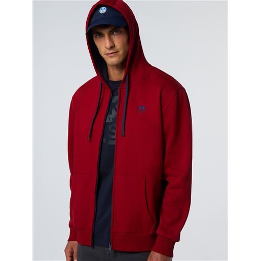 North Sails - felpa hoodie con zip e logo ricamato