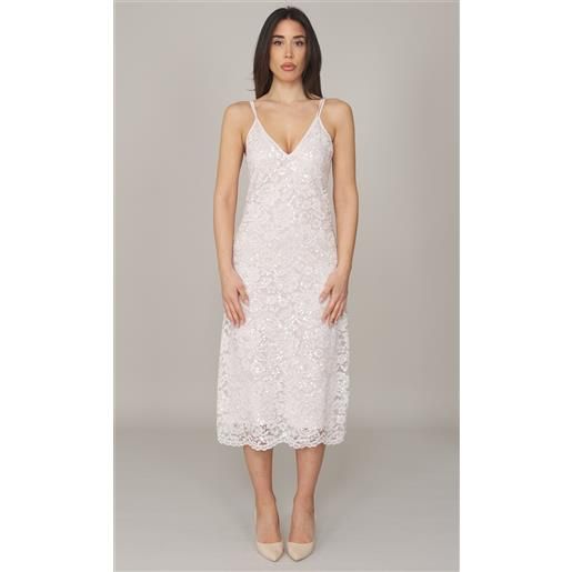 TWINSET abito longuette TWINSET in pizzo e paillettes, colore rosa