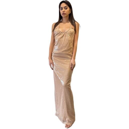 Actualee abito lungo nude con paillettes