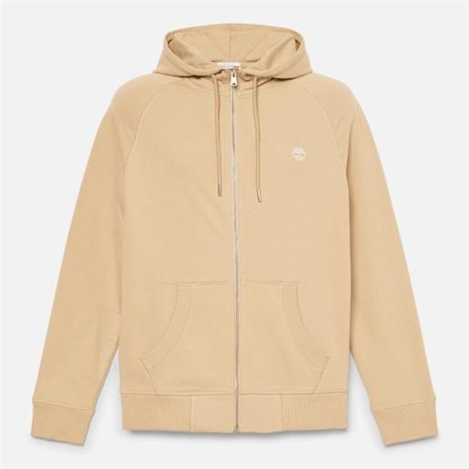 Timberland - felpa con cappuccio e zip intera exeter river da uomo in beige, uomo, beige, taglia: l