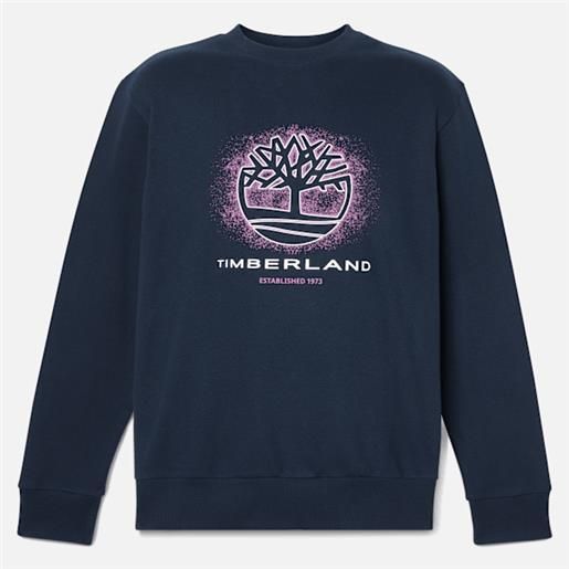 Timberland - felpa girocollo con motivo grafico stagionale da uomo in blu scuro, uomo, blu, taglia: m