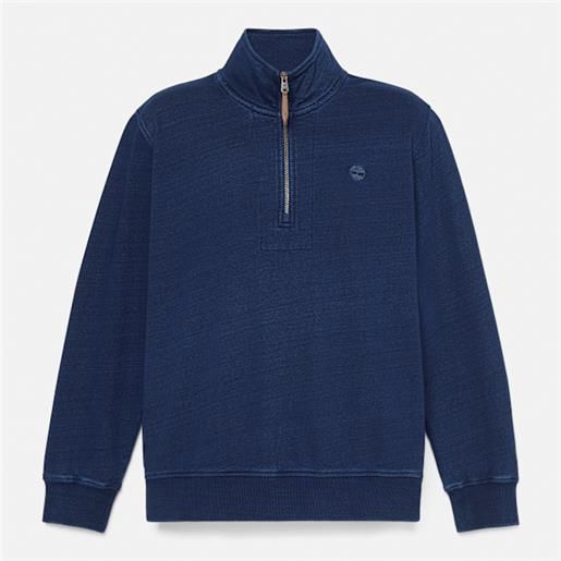 Timberland - felpa con zip a un quarto indigo da uomo in blu scuro, uomo, blu, taglia: l