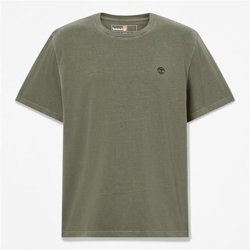 Timberland - t-shirt a maniche corte tinta in capo dunstan river da uomo in verde, uomo, verde, taglia: 3xl