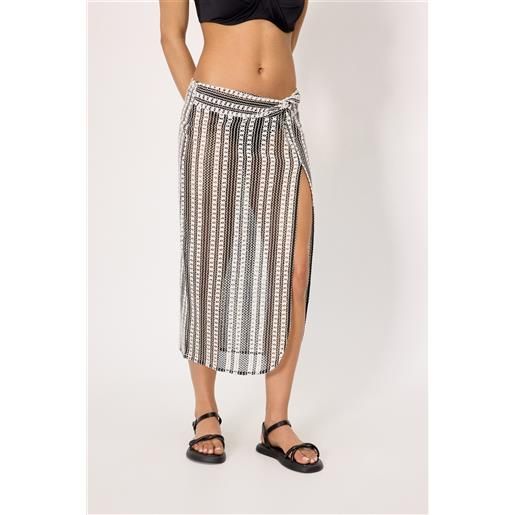 Ysabel Mora gonna lunga pareo a righe traforate