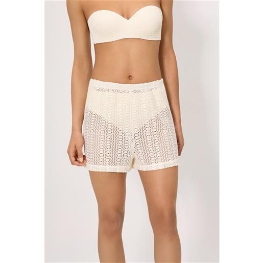 Ysabel Mora pantaloncini traforati color avorio