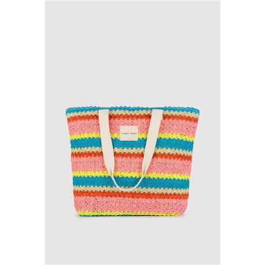 Ysabel Mora borsa da spiaggia in rafia colorata