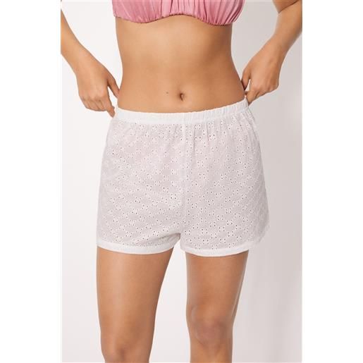 Ysabel Mora pantaloncini bianchi in cotone ricamati