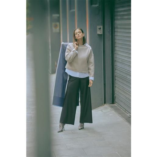 Ysabel Mora pantaloni larghi effetto pelle nera