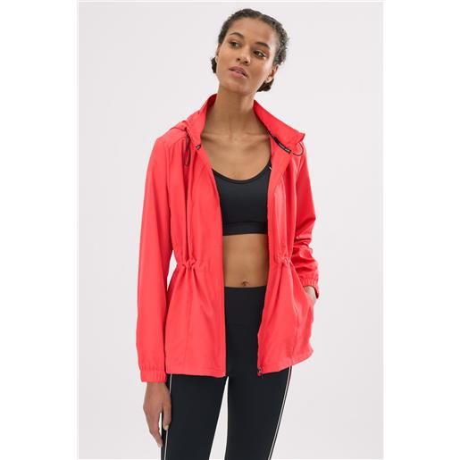 Ysabel Mora giacca sportiva antivento color corallo con cappuccio e tasche